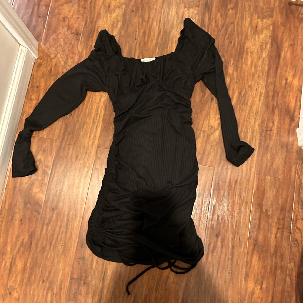 black sinched dress